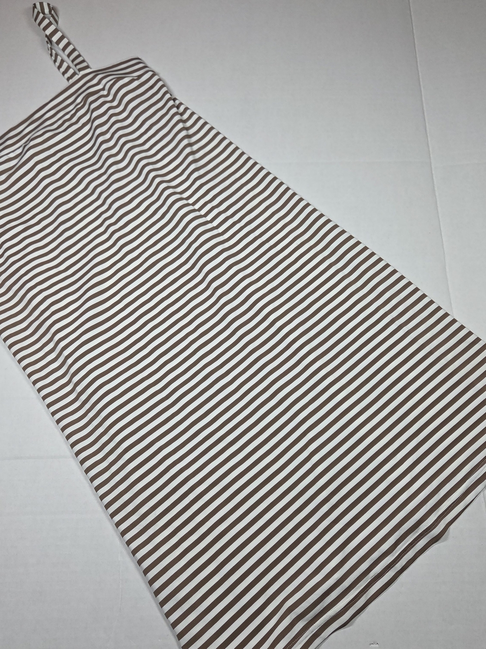 Ciao Bella‎ Brown/White Striped Bodycon Square Neck Strap Dress Medium